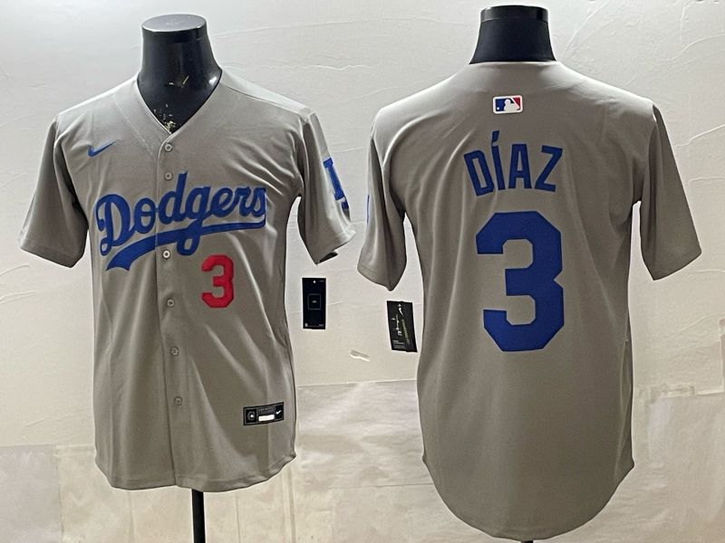 Men 2026 Los Angeles Dodgers #3 Diaz Grey Game Nike MLB Jersey style 004